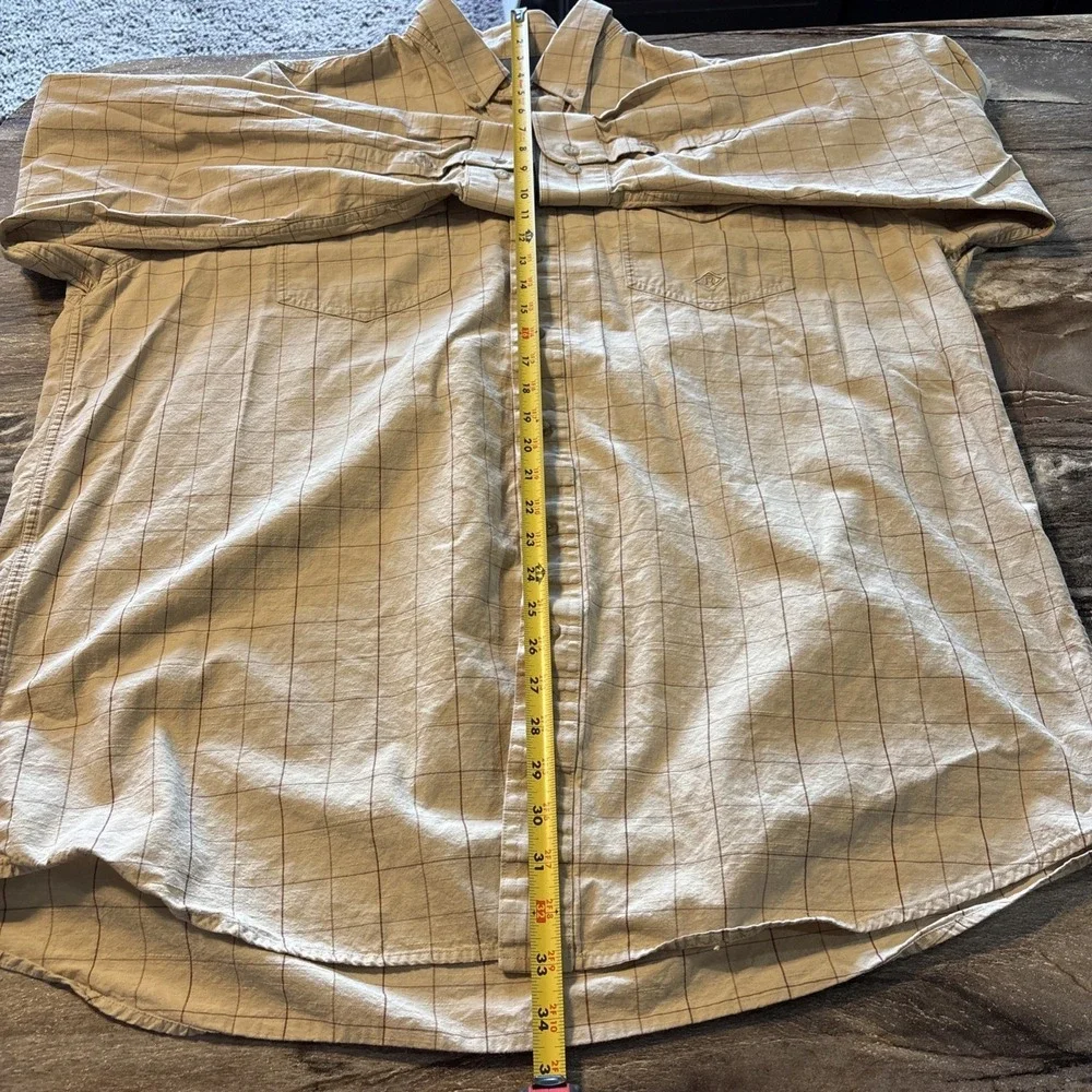 Roper Long Sleeve Button Down Shirt Mens 2XLT Tan‎ BEIGE Checkered Stripe West